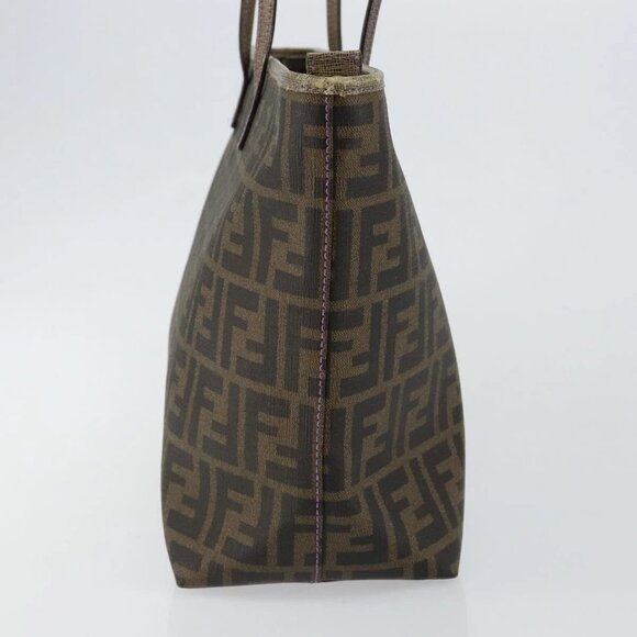 FENDI Zucca Canvas Tote Bag PVC Black Brown Auth ep11387 - Picture 7 of 16